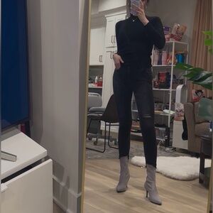 Zara Black Denim 1975 Frayed Hem Undone Jeans size 36 US 4